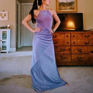 De Laru formal dress purple silver shimmer 3/4